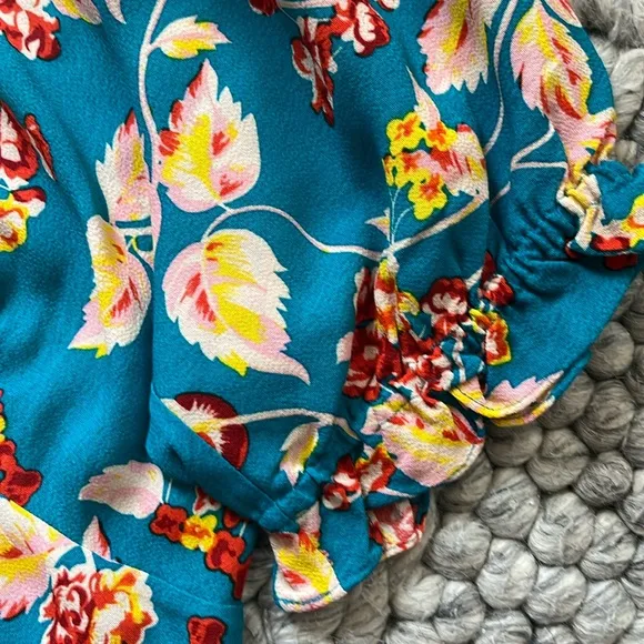 Diane Von Furstenberg “Orla” turquoise floral crepe dress