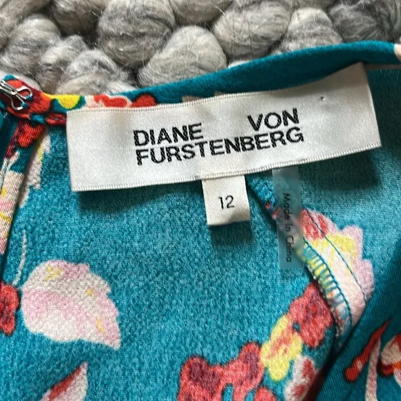 Diane Von Furstenberg “Orla” turquoise floral crepe dress