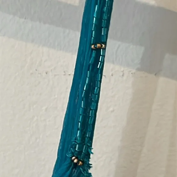 Diane Von Furstenberg Silk Teal Blue Beaded Tank Dress - Size 2 - DVF