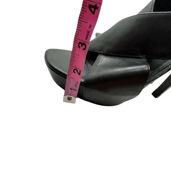 Diane Von Furstenberg Slingback Stiletto Heels Womens Black Leather Size 9.5 M