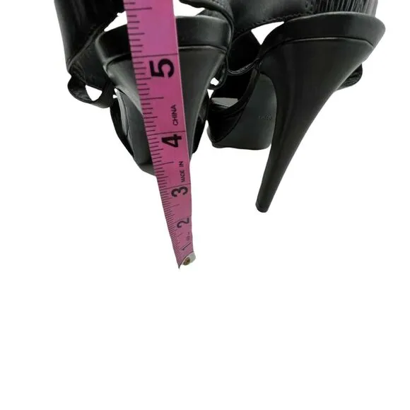 Diane Von Furstenberg Slingback Stiletto Heels Womens Black Leather Size 9.5 M