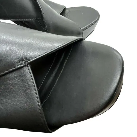 Diane Von Furstenberg Slingback Stiletto Heels Womens Black Leather Size 9.5 M