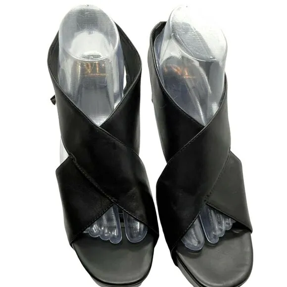 Diane Von Furstenberg Slingback Stiletto Heels Womens Black Leather Size 9.5 M