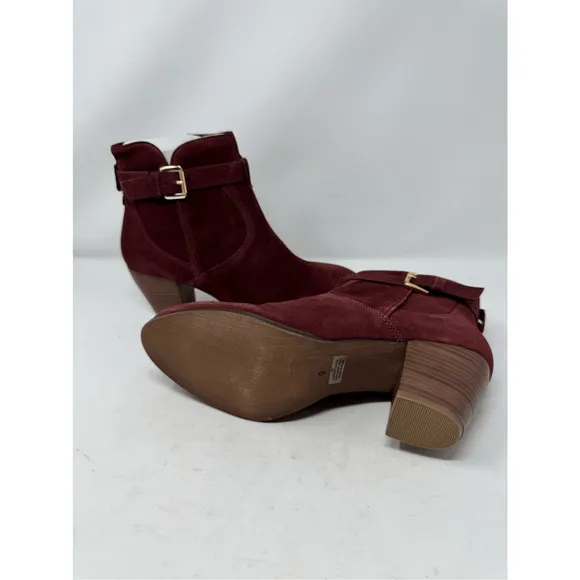 Diba Womens Shoes Boots Sz 8.5 Burgundy Red Suede Leather Heeled Chic Casual New
