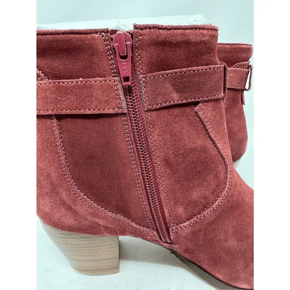 Diba Womens Shoes Boots Sz 8.5 Burgundy Red Suede Leather Heeled Chic Casual New