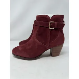 Diba Womens Shoes Boots Sz 8.5 Burgundy Red Suede Leather Heeled Chic Casual New