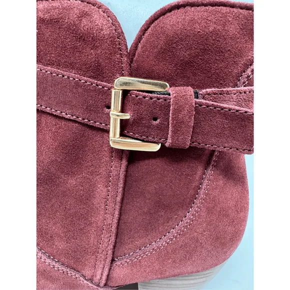 Diba Womens Shoes Boots Sz 8.5 Burgundy Red Suede Leather Heeled Chic Casual New