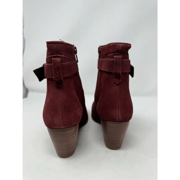 Diba Womens Shoes Boots Sz 8.5 Burgundy Red Suede Leather Heeled Chic Casual New