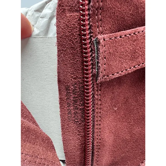 Diba Womens Shoes Boots Sz 8.5 Burgundy Red Suede Leather Heeled Chic Casual New