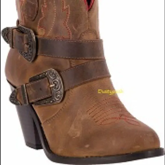 Dingo Cowboy Ankle Leather Boots Black 6 Cowgirl