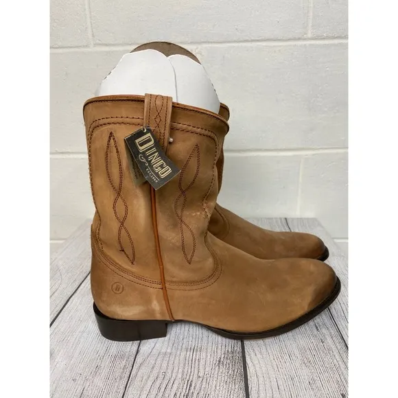 Dingo Hondo Western Boots DI846 Natural Leather Cowboy Ankle Boots Mens 11D