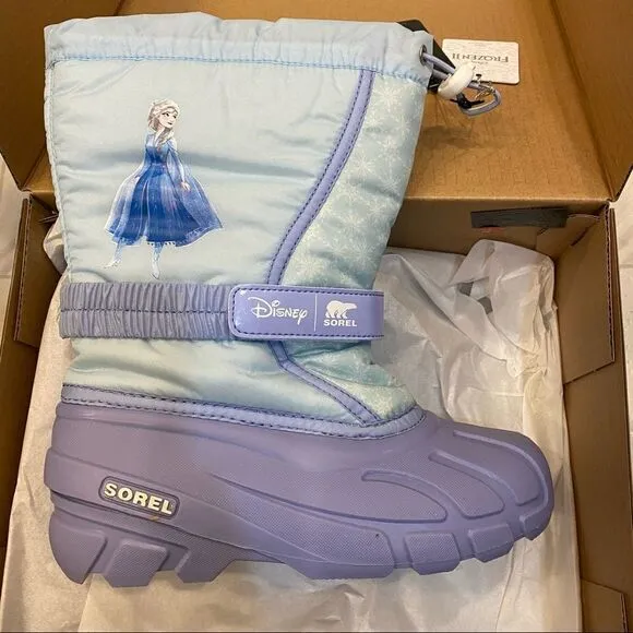 Disney x Sorel Little Girls Flurry Frozen 2 Winter Snow Boots- youth 6/woman’s-7