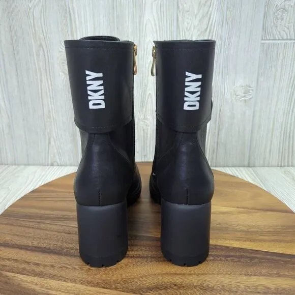 DKNY Black Lace Up Ultra High Heel Combat Boots Womens Size 7 K4982241