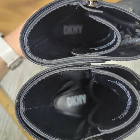 DKNY Black Lace Up Ultra High Heel Combat Boots Womens Size 7 K4982241