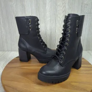 DKNY Black Lace Up Ultra High Heel Combat Boots Womens Size 7 K4982241