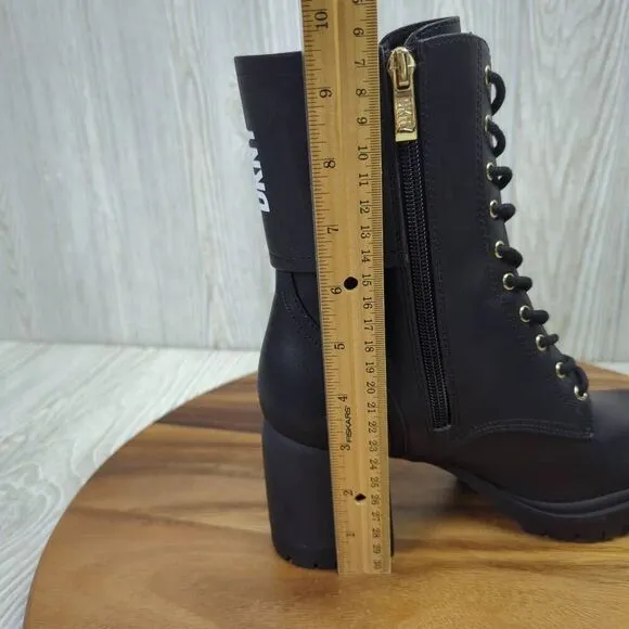 DKNY Black Lace Up Ultra High Heel Combat Boots Womens Size 7 K4982241