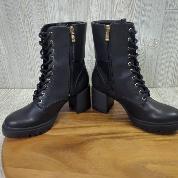 DKNY Black Lace Up Ultra High Heel Combat Boots Womens Size 7 K4982241