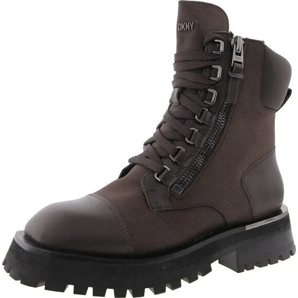 DKNY Womens RIVER Brown Lace-Up Leather Winter &amp; Snow Boots New