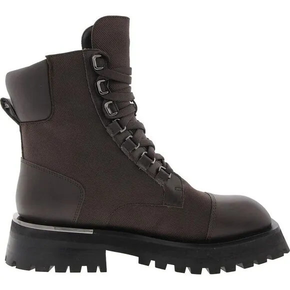 DKNY Womens RIVER Brown Lace-Up Leather Winter &amp; Snow Boots New