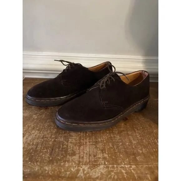 Doc DR MARTENS MENS Size 6 SUEDE OXFORD SHOES Lace Up Dark Brown