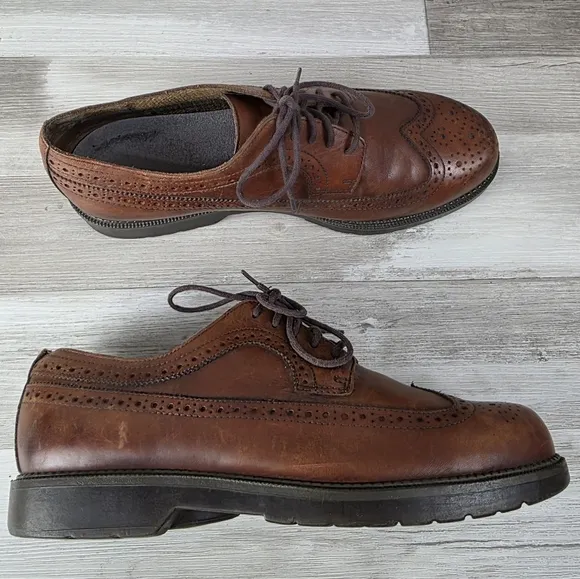 Dockers Mens Shoes Oxfords Brown Leather Wingtip Lace Up Size 10W 902013