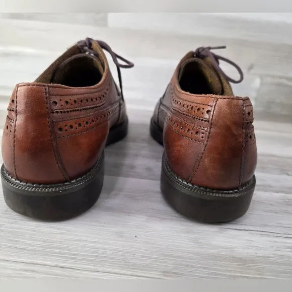 Dockers Mens Shoes Oxfords Brown Leather Wingtip Lace Up Size 10W 902013