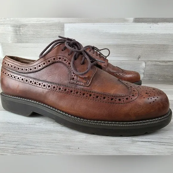 Dockers Mens Shoes Oxfords Brown Leather Wingtip Lace Up Size 10W 902013