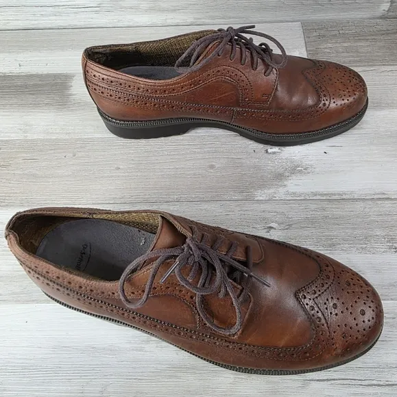 Dockers Mens Shoes Oxfords Brown Leather Wingtip Lace Up Size 10W 902013