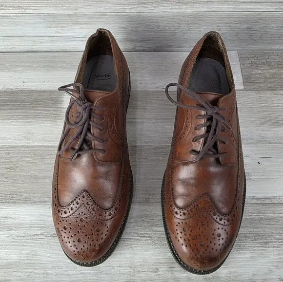 Dockers Mens Shoes Oxfords Brown Leather Wingtip Lace Up Size 10W 902013