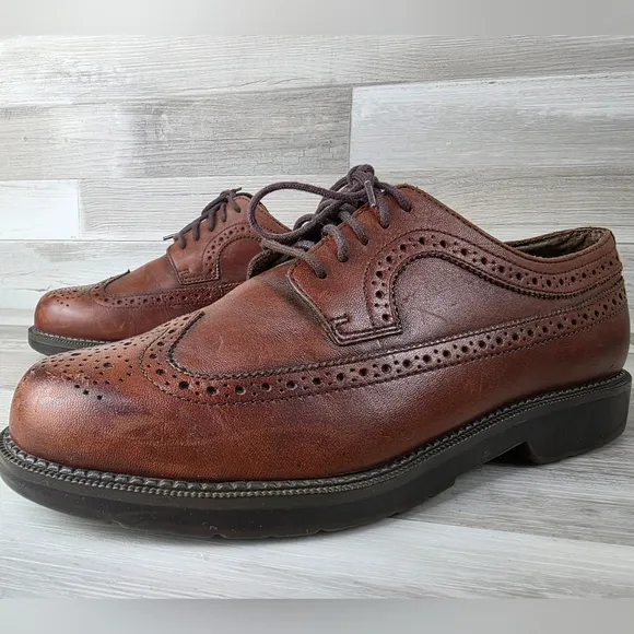 Dockers Mens Shoes Oxfords Brown Leather Wingtip Lace Up Size 10W 902013