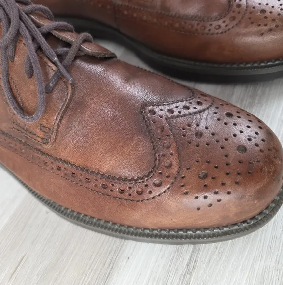 Dockers Mens Shoes Oxfords Brown Leather Wingtip Lace Up Size 10W 902013