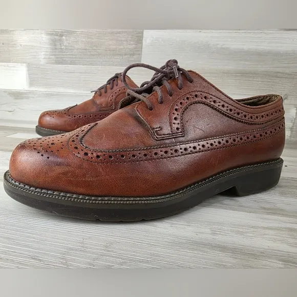 Dockers Mens Shoes Oxfords Brown Leather Wingtip Lace Up Size 10W 902013