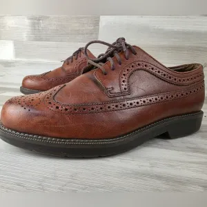 Dockers Mens Shoes Oxfords Brown Leather Wingtip Lace Up Size 10W 902013