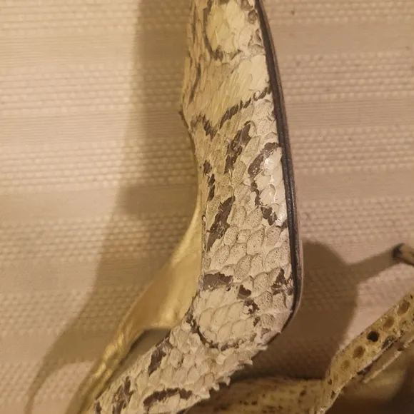 Dolce &amp; Gabbana Women's Snake Print Heels - Gold and Tan