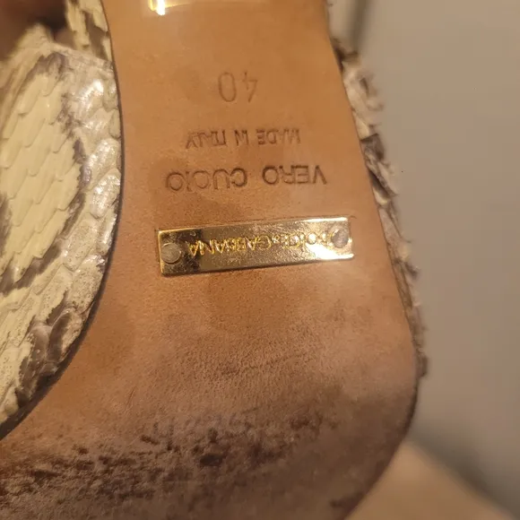 Dolce &amp; Gabbana Women's Snake Print Heels - Gold and Tan
