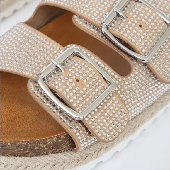 dolce vita • carther shimmer platform buckle slide sandal • size 6 |