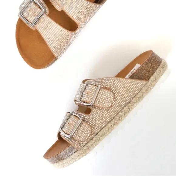 dolce vita • carther shimmer platform buckle slide sandal • size 6 |