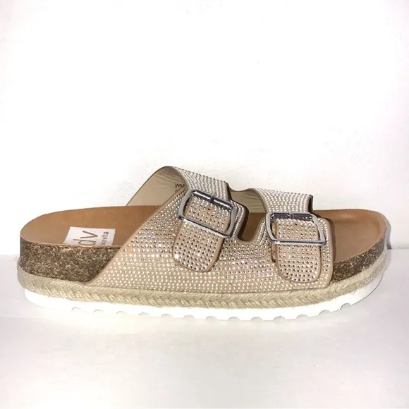 dolce vita • carther shimmer platform buckle slide sandal • size 6 |