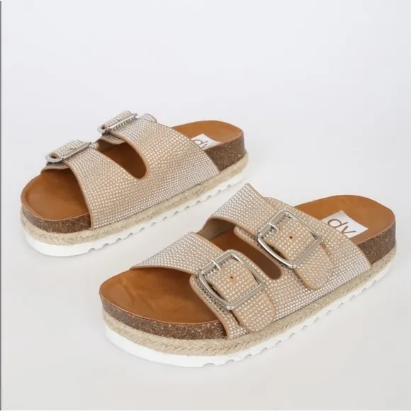dolce vita • carther shimmer platform buckle slide sandal • size 6 |