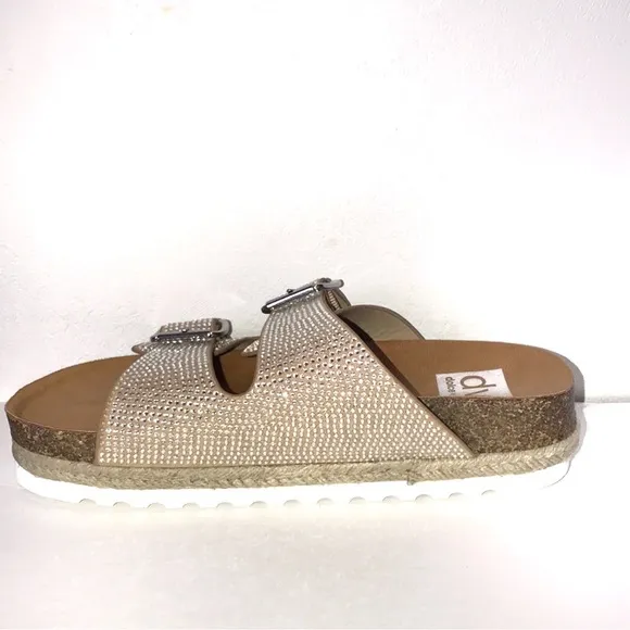 dolce vita • carther shimmer platform buckle slide sandal • size 6 |