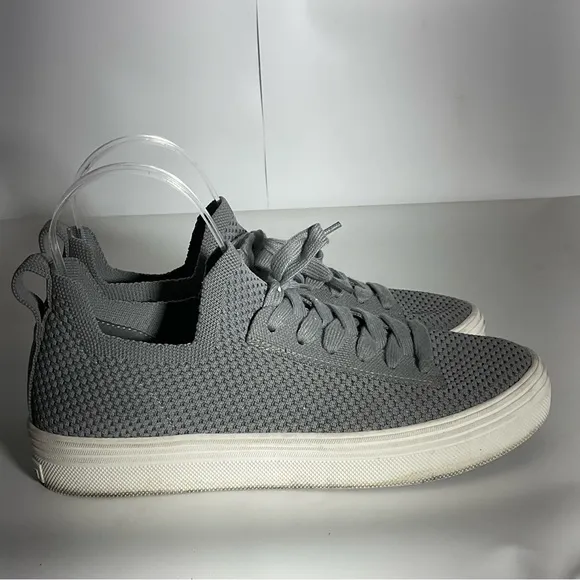 Dolce Vita Stretchy Tatum Slip On  Grey Lace Up White Sole Sneakers Size 9.5.