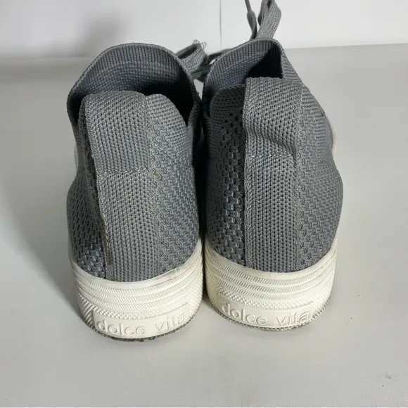Dolce Vita Stretchy Tatum Slip On  Grey Lace Up White Sole Sneakers Size 9.5.