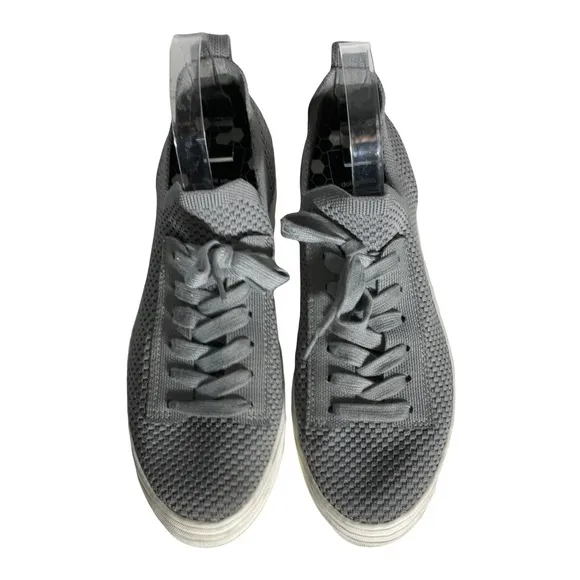 Dolce Vita Stretchy Tatum Slip On  Grey Lace Up White Sole Sneakers Size 9.5.