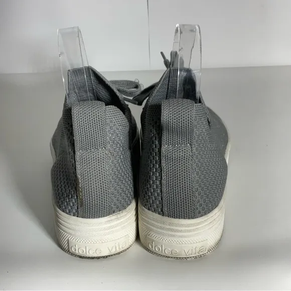 Dolce Vita Stretchy Tatum Slip On  Grey Lace Up White Sole Sneakers Size 9.5.