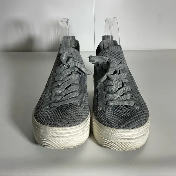 Dolce Vita Stretchy Tatum Slip On  Grey Lace Up White Sole Sneakers Size 9.5.