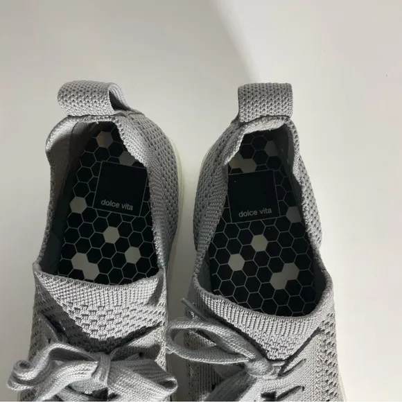 Dolce Vita Stretchy Tatum Slip On  Grey Lace Up White Sole Sneakers Size 9.5.