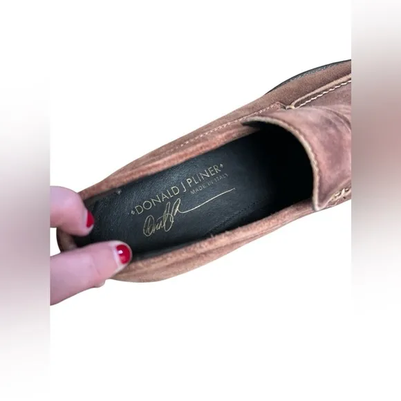 Donald j Pliner brown suede loafer shoes