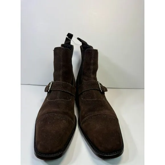 Donald J. Pliner Suede Leather Moritz Boots size 9.5 Men's Brown Steampunk Fall