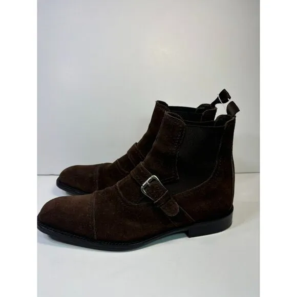 Donald J. Pliner Suede Leather Moritz Boots size 9.5 Men's Brown Steampunk Fall