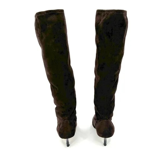 DONALD J. PLINER Womens Dark Brown Suede Leather Knee High Small Heel Boots 8.5